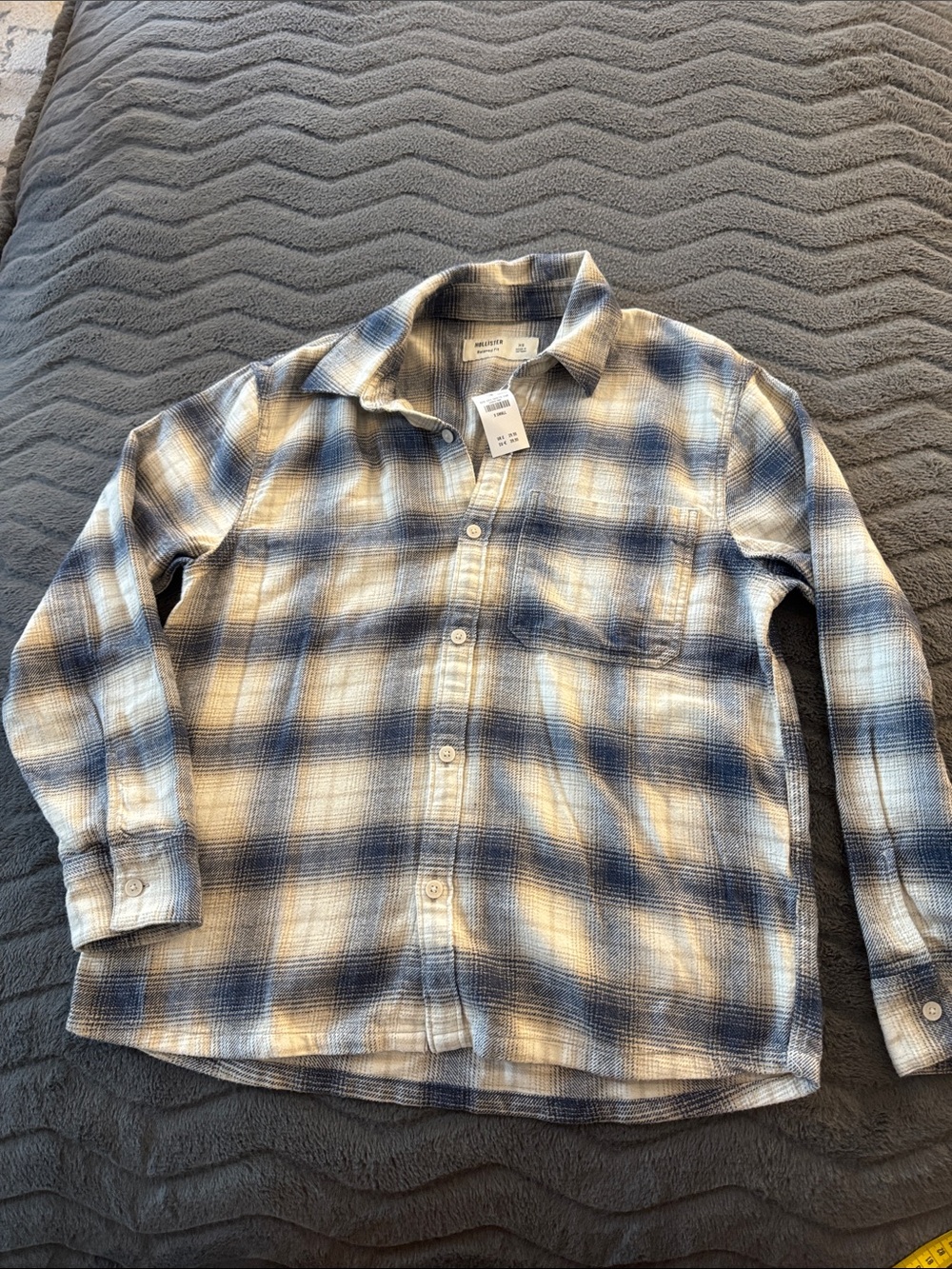 Hollister Blue and White Plaid Casual Button-Down Shirt